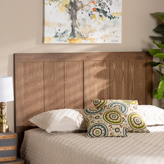 Baxton Studio Patwin Contemporary/Modern Slat Back Support Engineered Wood Headboard, Queen, Ash Walnut