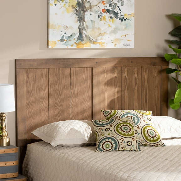 Baxton Studio Patwin Contemporary/Modern Slat Back Support Engineered Wood Headboard, Queen, Ash Walnut