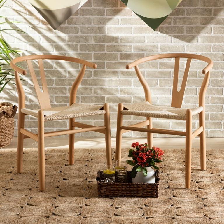 Baxton Studio Paxton Dining Chair Set - Beige & Oak Brown