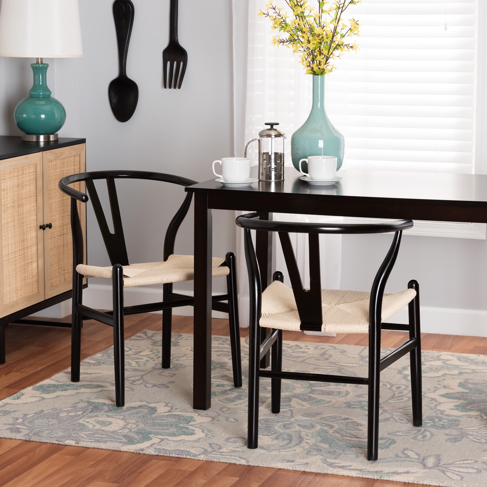 Baxton Studio Paxton Modern Black Finished Wood 2 Piece Dining Chair Set