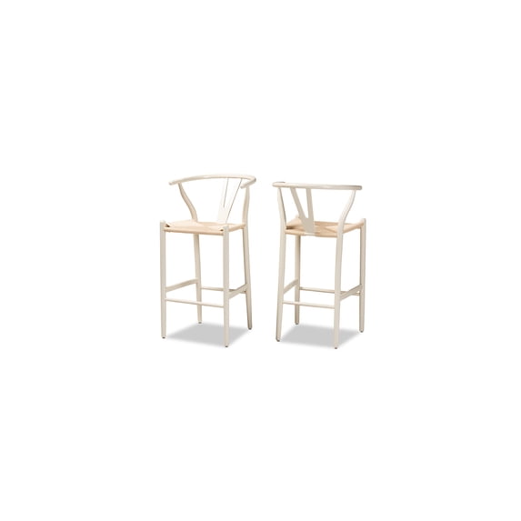 Baxton Studio Paxton White Finished Wood 2-Piece Counter Stool Set