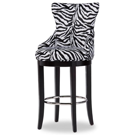 Baxton Studio Peace 30" Upholstered Bar Stool in Black and White