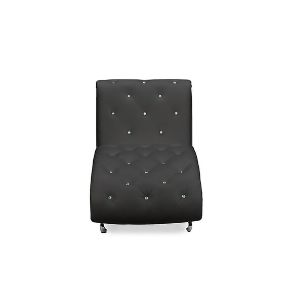 Baxton Studio Pease Upholstered Crystal Button Tufted-Color:Black