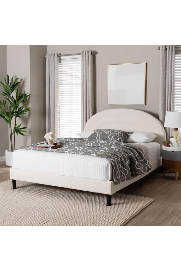 Pelagia Modern Platform Bed, Queen, 63"W, Cream