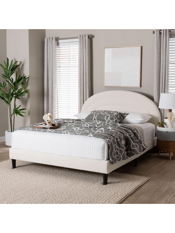 Pelagia Modern Platform Bed, Queen, 63"W, Cream
