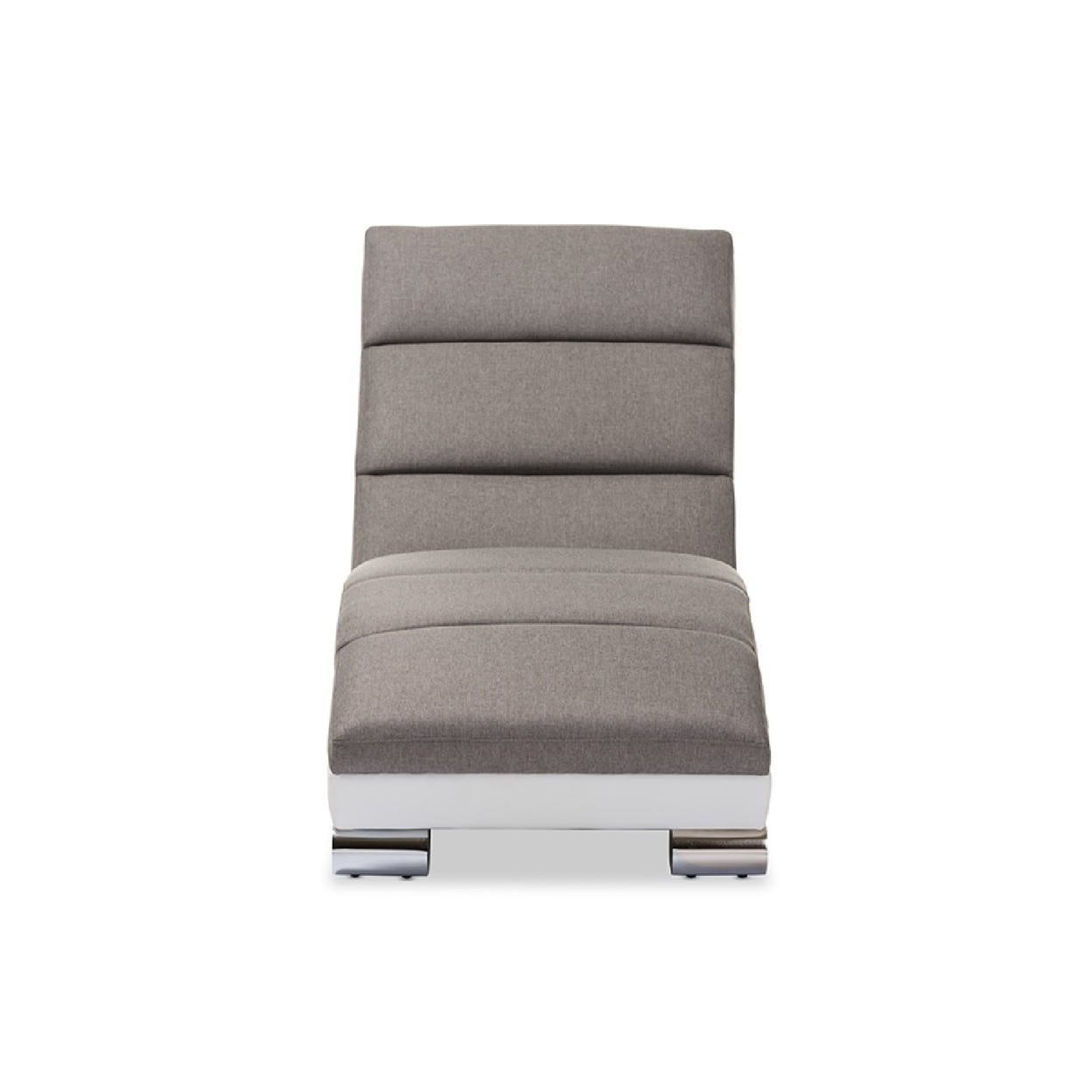 Baxton Studio Percy Modern and Contemporary Grey Fabric and White Faux Leather Upholstered Chaise Lounge Baxton Studio Percy Modern and Contemporary Grey Fabric and White Faux Leather Upholstered Chaise Lounge
