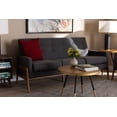 thumbnail image 1 of Baxton Studio Perris Mid-Century Modern Dark Grey Fabric Upholstered Walnut Finished Wood Sofa, 1 of 9