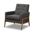 thumbnail image 1 of Baxton Studio Perris Mid-Century Modern Dark Grey Fabric Upholstered Walnut Wood Lounge Chair, 1 of 7