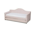 thumbnail image 1 of Baxton Studio Perry Light Pink Velvet Button Tufted Twin Size Daybed with Trundle, 1 of 11