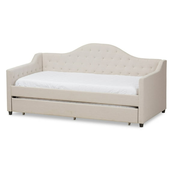 Baxton Studio Perry Twin Size Modern and Contemporary Daybed with Trundle, Beige