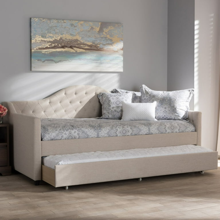 Baxton Studio Perry Twin Size Modern and Contemporary Daybed with Trundle Gray