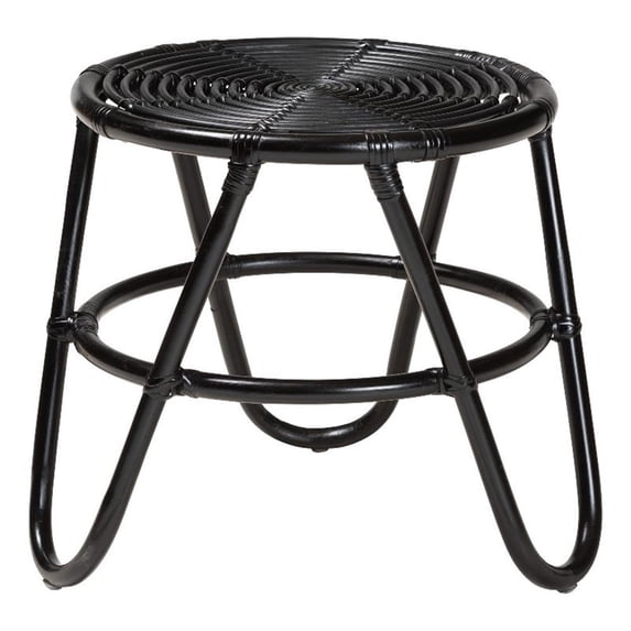 Wholesale Interiors Baxton Studio Pertessa Modern Bohemian Black Finished Rattan End Table