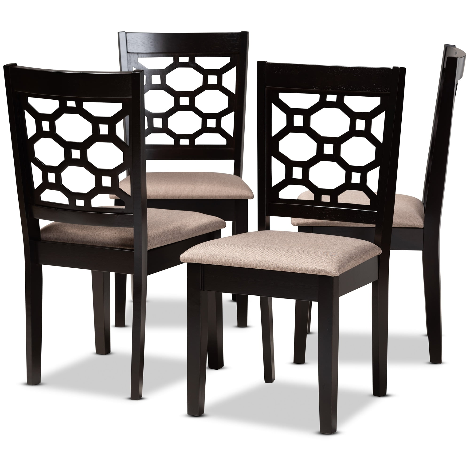 Peter Dark Brown Upholstered Oak Side Chair Set