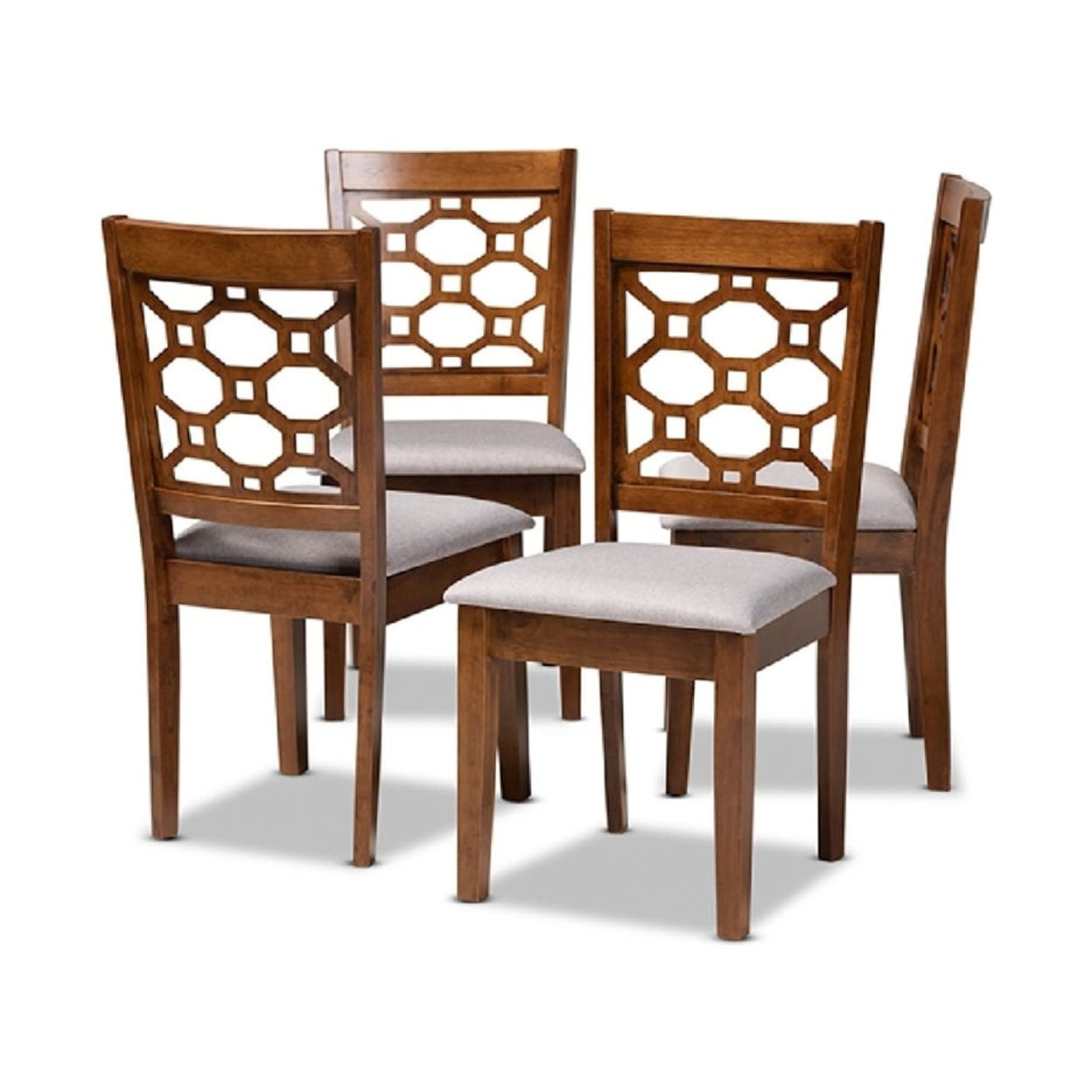 Peter Walnut Brown and Gray Wood Cane Side Chair Set