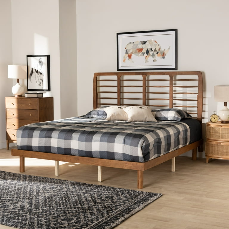 Baxton Studio Petra Mid-Century Modern Ash Walnut Finished Wood King Size Platform Bed Baxton Studio Petra Mid-Century Modern Ash Walnut Finished Wood King Size Platform Bed