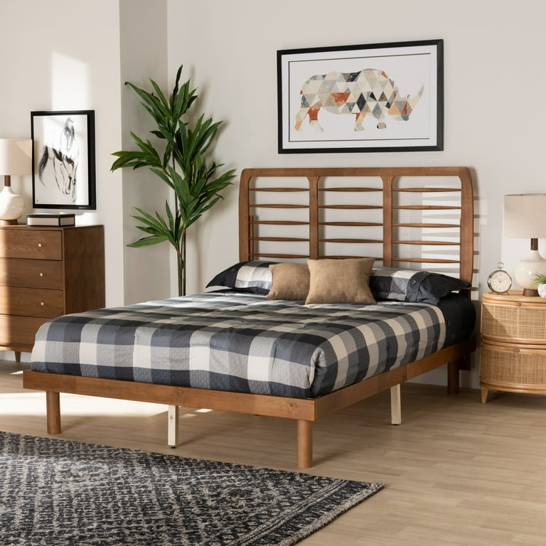 Baxton Studio Petra Mid-Century Modern Ash Walnut Finished Wood Full Size Platform Bed Baxton Studio Petra Mid-Century Modern Ash Walnut Finished Wood Full Size Platform Bed