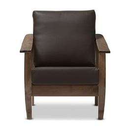 Baxton Studio Pierce Mid-Century Modern Walnut Brown Wood and Dark Brown Faux Leather 1-Seater Lounge Chair Baxton Studio Pierce Mid-Century Modern Walnut Brown Wood and Dark Brown Faux Leather 1-Seater Lounge Chair