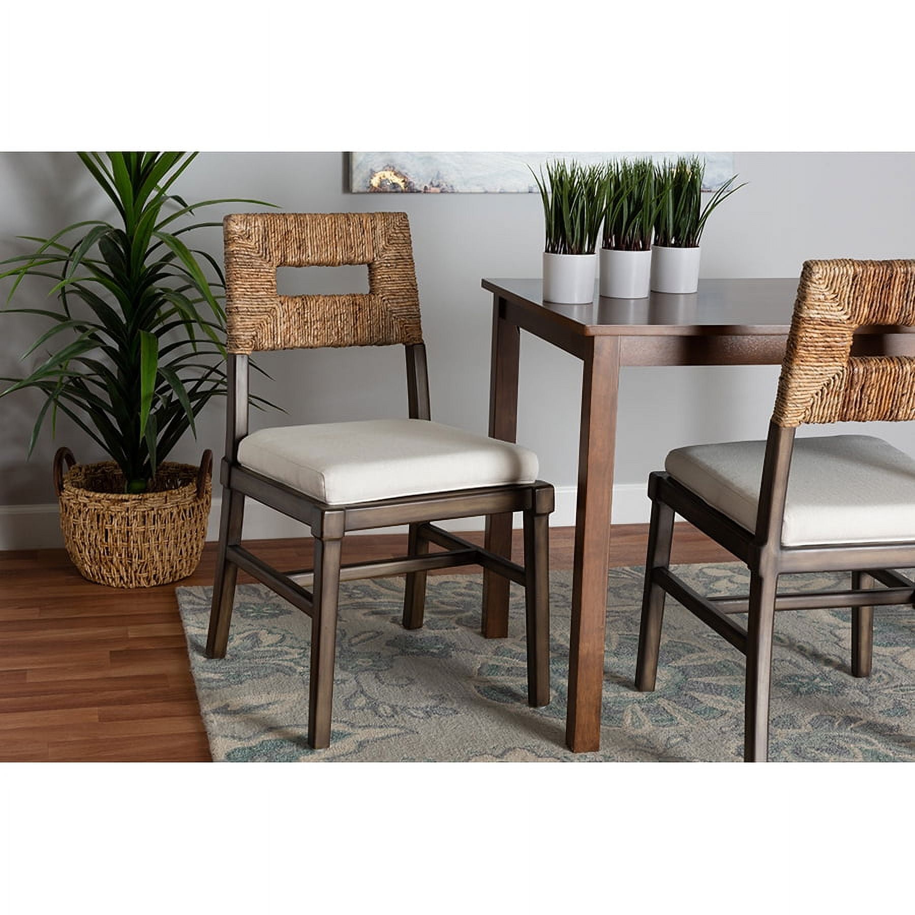 Bohemian Bliss Mahogany and Natural Rattan Low Side Chair