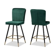 Baxton Studio Preston Modern Luxe and Glam Green Velvet Fabric Upholstered and Two-Tone Black and Gold Finished Metal