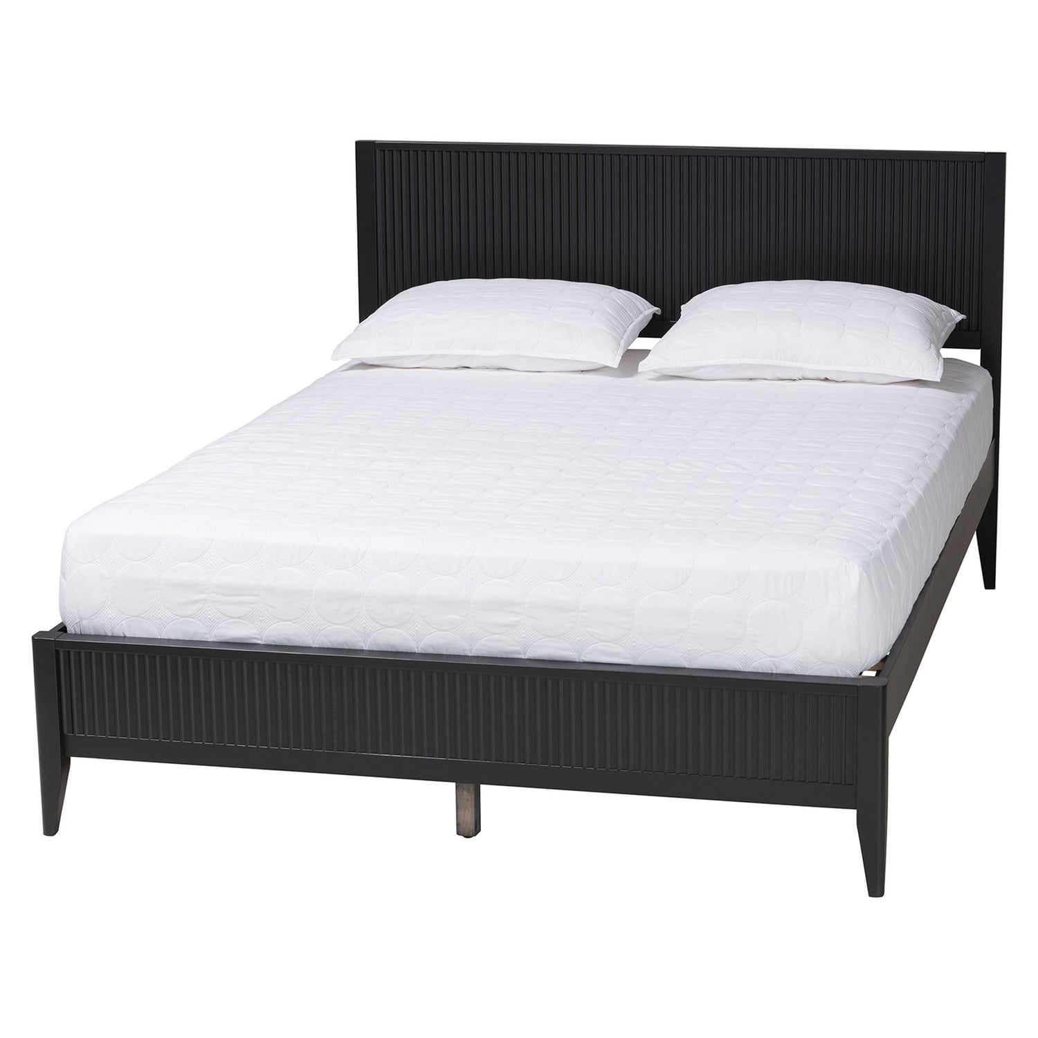 Baxton Studio Primrose Mid-Century Black Fluted Wood King Size