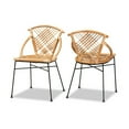 thumbnail image 1 of Baxton Studio Pro Modern Bohemian Natural Brown Rattan and Black Metal 2-Piece Dining Chair Set, 1 of 7