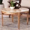 thumbnail image 1 of Baxton Studio Prospero Round Travertine Coffee Table - Modern Accent Table with Mango Wood Frame for Living Room or Seating Areas, 1 of 7