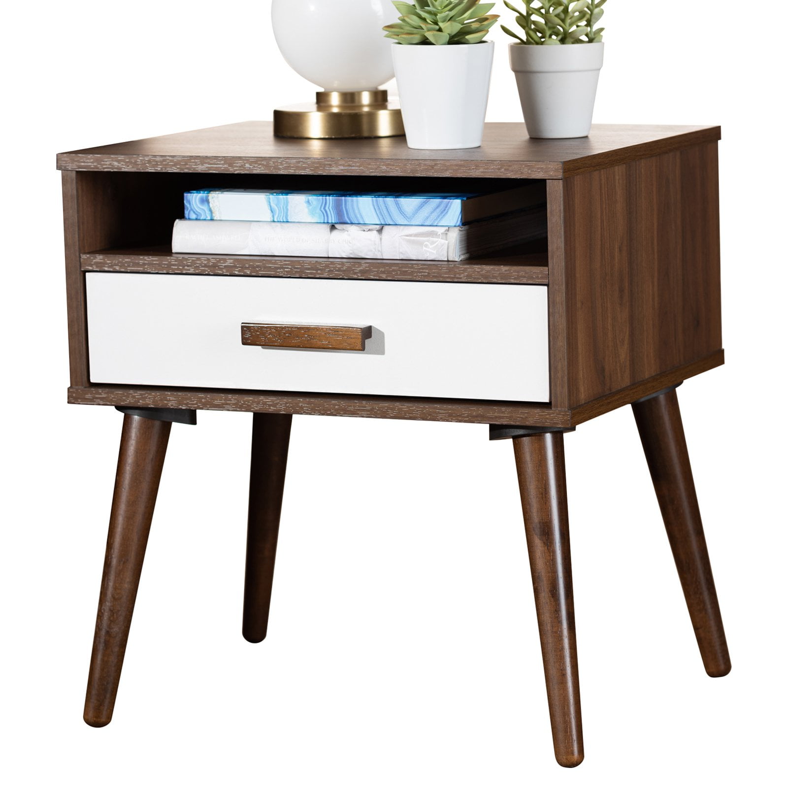 Baxton Studio Quinn MidCentury Modern TwoTone White and Walnut
