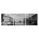 Baxton Studio Rialto Bridge Frameless Canvas Wall Art - Black&white 