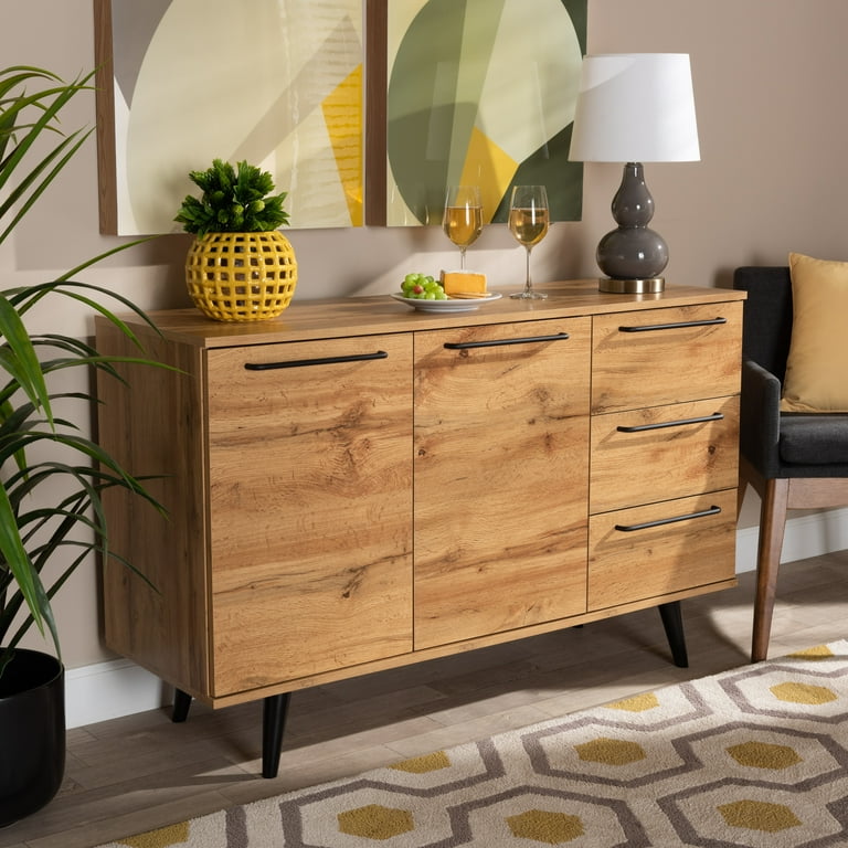 Oak And Walnut Multi Tone Buffet With 3 Drawers Oak And Walnut Multi Tone Buffet With 3 Drawers