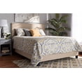 thumbnail image 1 of Baxton Studio Ramon Modern and Contemporary Beige Linen Fabric Upholstered King Size Panel Bed with Nailhead Trim, 1 of 9