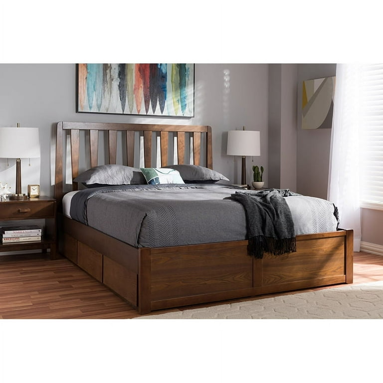 Baxton Studio Raurey Modern and Contemporary Walnut Finished Queen Size Storage Platform Bed Baxton Studio Raurey Modern and Contemporary Walnut Finished Queen Size Storage Platform Bed