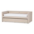 thumbnail image 1 of Baxton Studio Raymond Modern and Contemporary Fabric Nail Heads Trimmed Sofa Twin Daybed with Roll-Out Trundle Guest Bed, Multiple Colors, 1 of 4