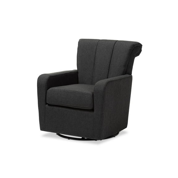 Baxton Studio Rayner Grey Fabric Upholstered Swivel Chair