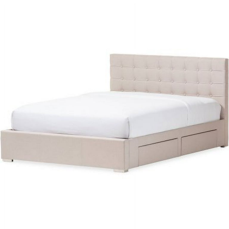 Baxton Studio Rene Modern and Contemporary Beige Fabric 4-drawer Queen Size Storage Platform Bed Baxton Studio Rene Modern and Contemporary Beige Fabric 4-drawer Queen Size Storage Platform Bed