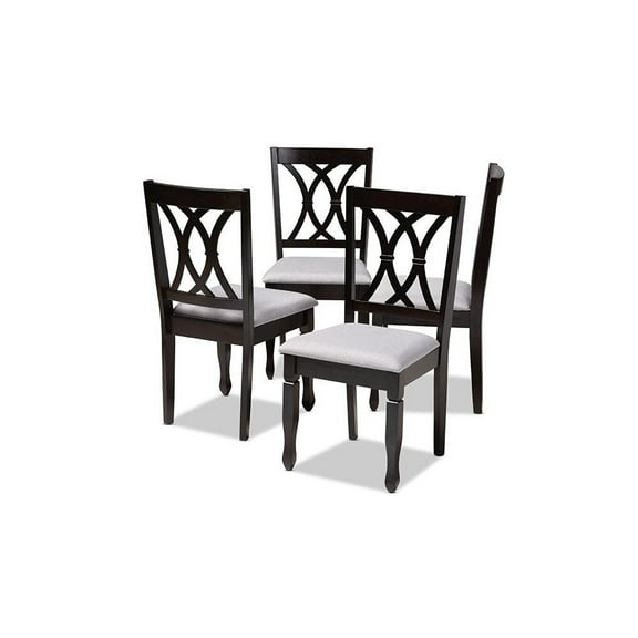 Baxton Studio Reneau Fabric and Wood Dining Chairs in Gray and Brown (Set of 4)