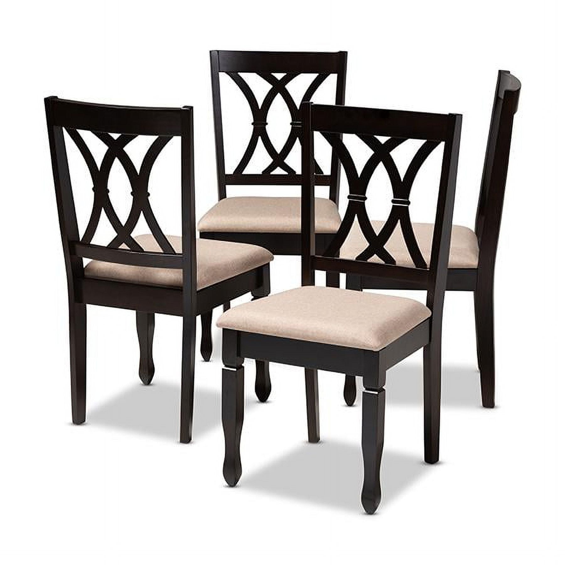 Reneau Sand and Brown Wood Cane Dining Chair Set