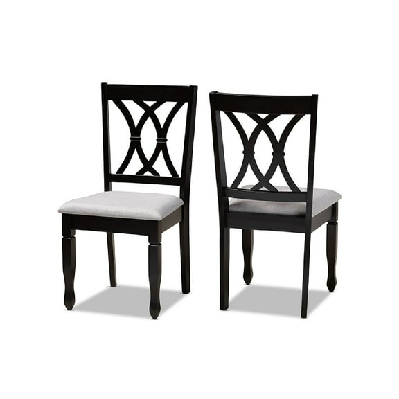 Baxton Studio Reneau Modern and Contemporary Grey Fabric Upholstered Espresso Brown Finished Wood 2-Piece Dining Chair Set Set