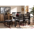 thumbnail image 1 of Baxton Studio Reneau Modern and Contemporary Grey Fabric Upholstered Espresso Brown Finished Wood 7-Piece Dining Set, 1 of 7