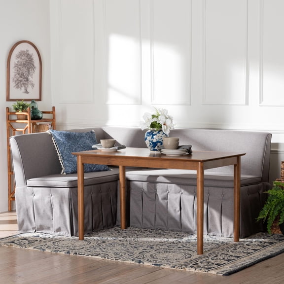 Baxton Studio Reuben Modern Dining Nook Set, 3-Piece, Grey