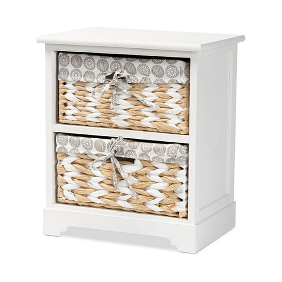 Baxton Studio Rianne Modern Transitional White Finished Wood 2-Basket Storage Unit,Wholesale Interiors