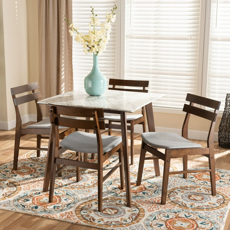 Baxton Studio Richmond 5-Piece Dining Set Light Grey