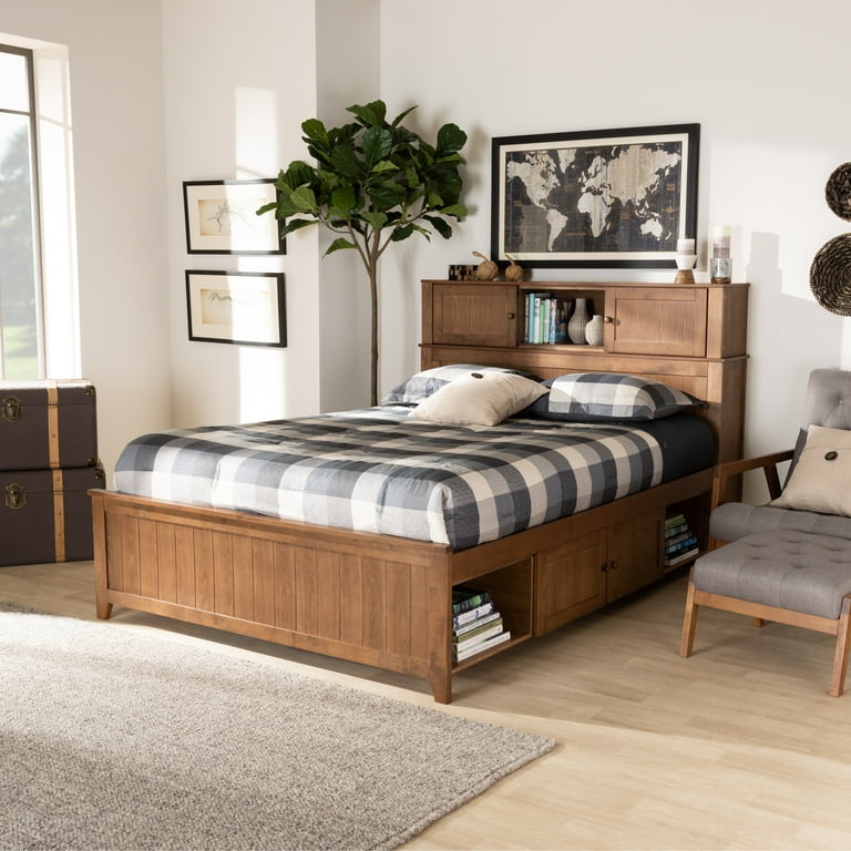Baxton Studio Riko Modern and Contemporary Transitional Walnut Brown Finished Wood Queen Size Platform Storage Bed Baxton Studio Riko Modern and Contemporary Transitional Walnut Brown Finished Wood Queen Size Platform Storage Bed