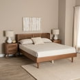 thumbnail image 1 of Baxton Studio Rina Mid-Century Modern Ash Walnut Finished Wood 3-Piece Queen Size Bedroom Set with Synthetic Rattan, 1 of 7