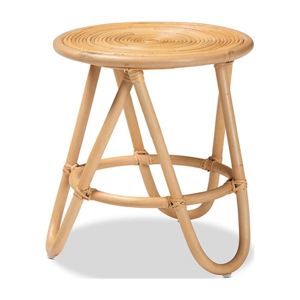 Baxton Studio Tavolino Rotondo Rinjani In Rattan Naturale – Fatto A Mano - 4