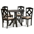 thumbnail image 1 of Baxton Studio Riona Sand Fabric Upholstered and Dark Brown Finished Wood 5-Piece Dining Set, 1 of 7