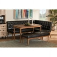 thumbnail image 1 of Baxton Studio Riordan Mid-Century Modern Dark Brown Faux Leather Upholstered and Walnut Brown Finished Wood 4-Piece Dining Nook Set, 1 of 7