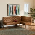 thumbnail image 1 of Baxton Studio Riordan Mid-Century Modern Tan Faux Leather Upholstered and Walnut Brown Finished Wood 2-Piece Dining Nook Banquette Set, 1 of 8