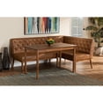 thumbnail image 1 of Baxton Studio Riordan Mid-Century Modern Tan Faux Leather Upholstered and Walnut Brown Finished Wood 3-Piece Dining Nook Set, 1 of 7
