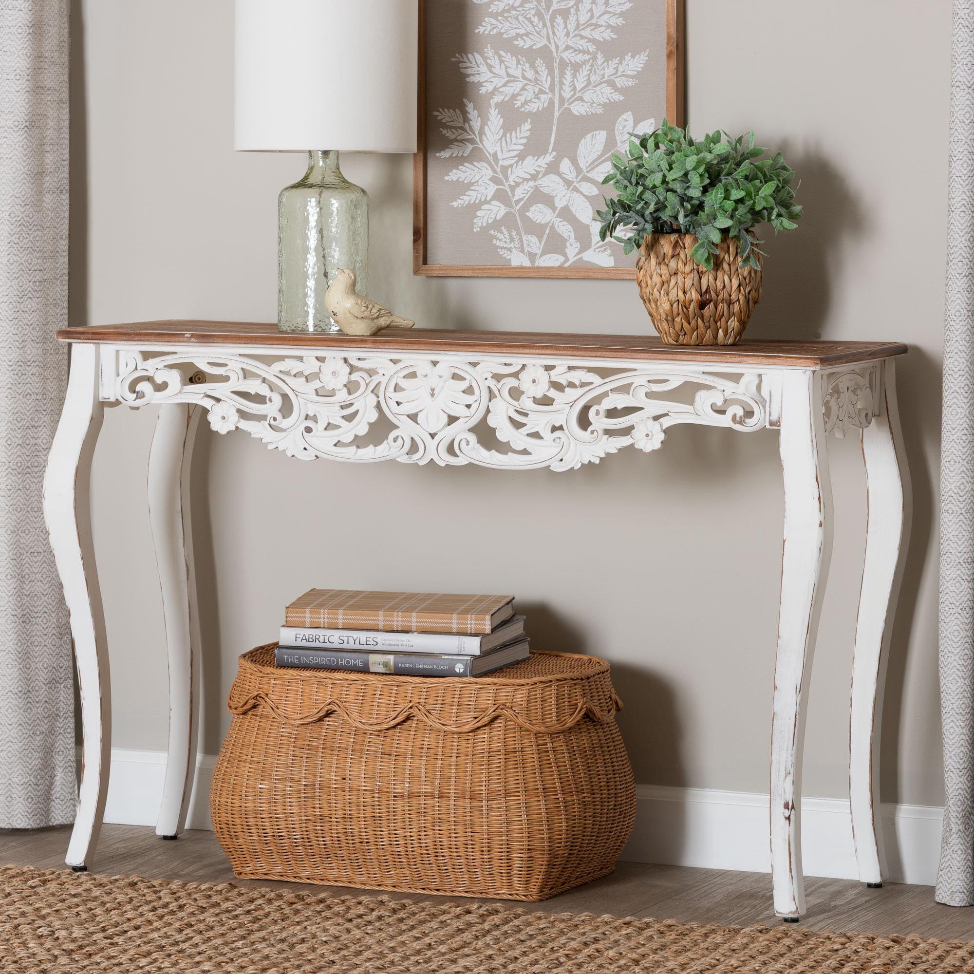 Baxton Studio Riquin Traditional Console Table, Natural Brown
