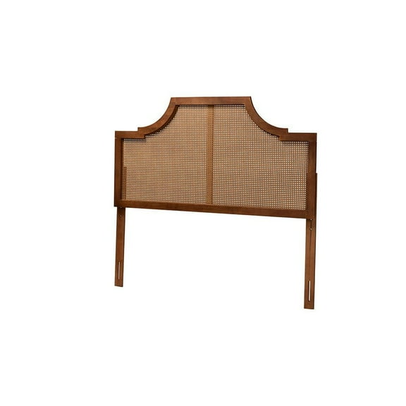 Baxton Studio Risha Ash Walnut Finished Wood and Rattan King Size Headboard